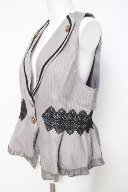 画像2: axes femme POETIQUE / ストライプショートベスト M グレー Y-26-03-26-040-AX-JA-SZ-ZY