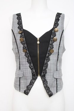 画像1: axes femme POETIQUE / フロントジップショートベスト M グレー Y-26-03-26-041-AX-TO-SZ-ZY