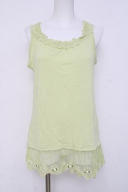 画像1: axes femme / 立体お花付きロングタンク M ミントイエロー Y-26-03-26-043-AX-TO-SZ-ZY
