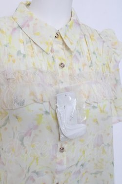 画像3: axes femme / 花柄フリルシアーブラウス F イエロー Y-26-03-26-046-AX-BL-SZ-ZY