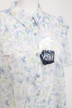 画像3: axes femme / 花柄フリルシアーブラウス F 白 Y-26-03-26-047-AX-BL-SZ-ZY