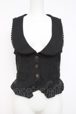 画像1: axes femme / 後ろ編み上げジャガードベスト M 黒 Y-26-03-26-048-AX-TO-SZ-ZY