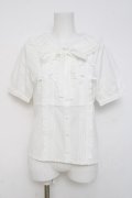 axes femme POETIQUE / リボンフリル半袖ブラウス M 白 Y-26-03-26-049-AX-BL-SZ-ZY