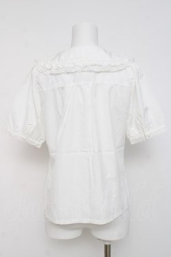 画像2: axes femme POETIQUE / リボンフリル半袖ブラウス M 白 Y-26-03-26-049-AX-BL-SZ-ZY
