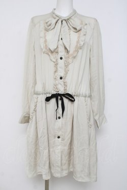 画像1: axes femme / 襟取り外しボウタイブラウスワンピース M ベージュ Y-26-03-26-052-AX-OP-SZ-ZY