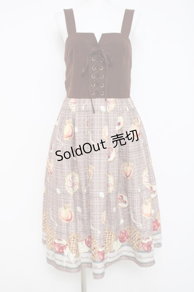 画像1: axes femme POETIQUE / アップルパイレースアップワンピース M 茶 Y-26-03-26-056-AX-OP-SZ-ZS (1)
