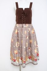 画像1: axes femme POETIQUE / アップルパイレースアップワンピース M 茶 Y-26-03-26-056-AX-OP-SZ-ZS (1)