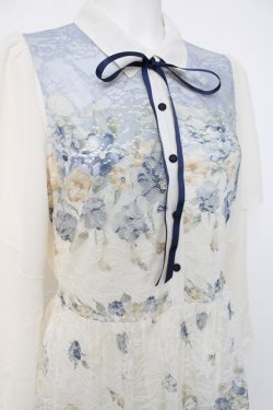 画像3: axes femme / フラワーパネルプリントレースワンピース F サックス Y-26-03-26-068-AX-OP-SZ-ZY