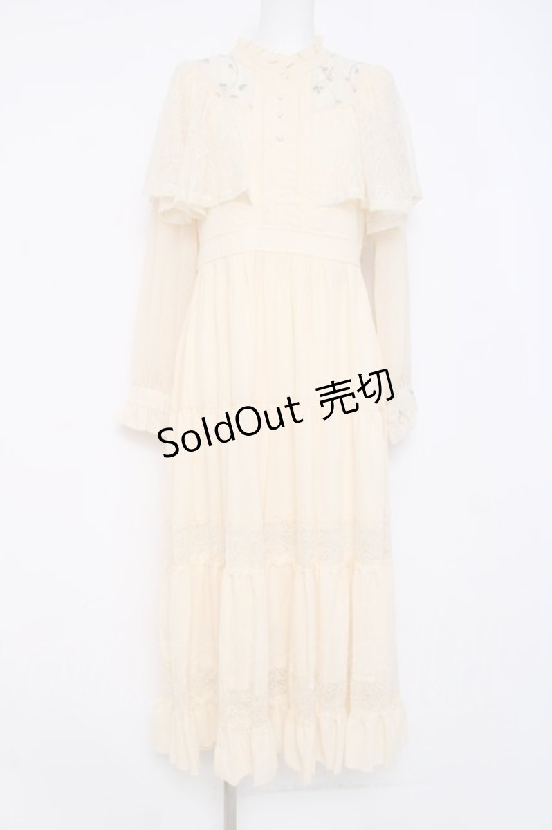画像1: axes femme / 刺繍チュール使ケープワンピース F イエロー Y-26-03-26-070-AX-OP-SZ-ZS (1)