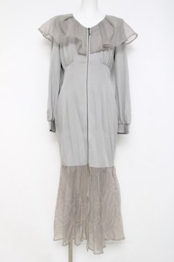 画像1: axes femme POETIQUE / シアーフリルマーメイドワンピース M グレー Y-26-03-26-074-AX-OP-SZ-ZY