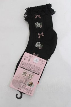 画像2: m petit by misako / AMCSクロミレース靴下 23-25cm 中黒 Y-26-03-26-009-LO-ZA-SZ-ZY