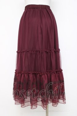 画像2: axes femme / 額縁刺繍チュールスカート F ワイン Y-26-03-26-085-AX-SK-SZ-ZY