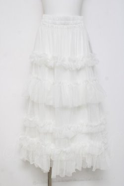 画像1: axes femme / フリルチュールティアードスカート F 白 Y-26-03-26-087-AX-SK-SZ-ZY