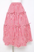 axes femme POETIQUE / ギンガムティアードスカート M 赤 Y-26-03-26-088-AX-SK-SZ-ZY