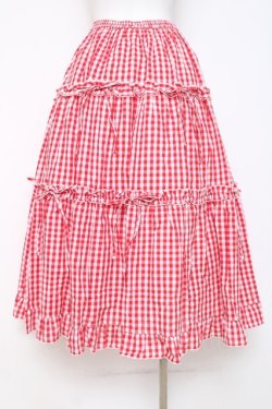 画像2: axes femme POETIQUE / ギンガムティアードスカート M 赤 Y-26-03-26-088-AX-SK-SZ-ZY
