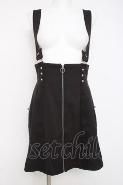 画像2: axes femme POETIQUE / ファスナーデザインサス付スカート M 黒 Y-26-03-26-091-AX-SK-SZ-ZY