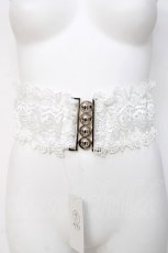画像1: axes femme / レース使いゴムベルト  白 Y-26-03-26-024-AX-ZA-SZ-ZT271 (1)