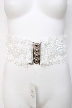 画像1: axes femme / レース使いゴムベルト  白 Y-26-03-26-024-AX-ZA-SZ-ZY