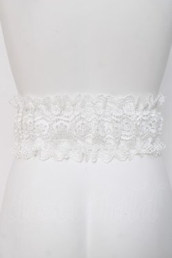 画像2: axes femme / レース使いゴムベルト  白 Y-26-03-26-024-AX-ZA-SZ-ZY