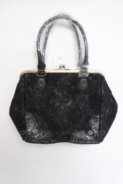 画像1: axes femme / がま口レース刺 バッグ  黒 Y-26-03-26-026-AX-BG-SZ-ZY