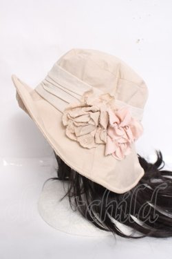 画像2: axes femme / コサージュ付きハット 57.5cm ベージュ Y-26-03-26-031-AX-AC-SZ-ZY
