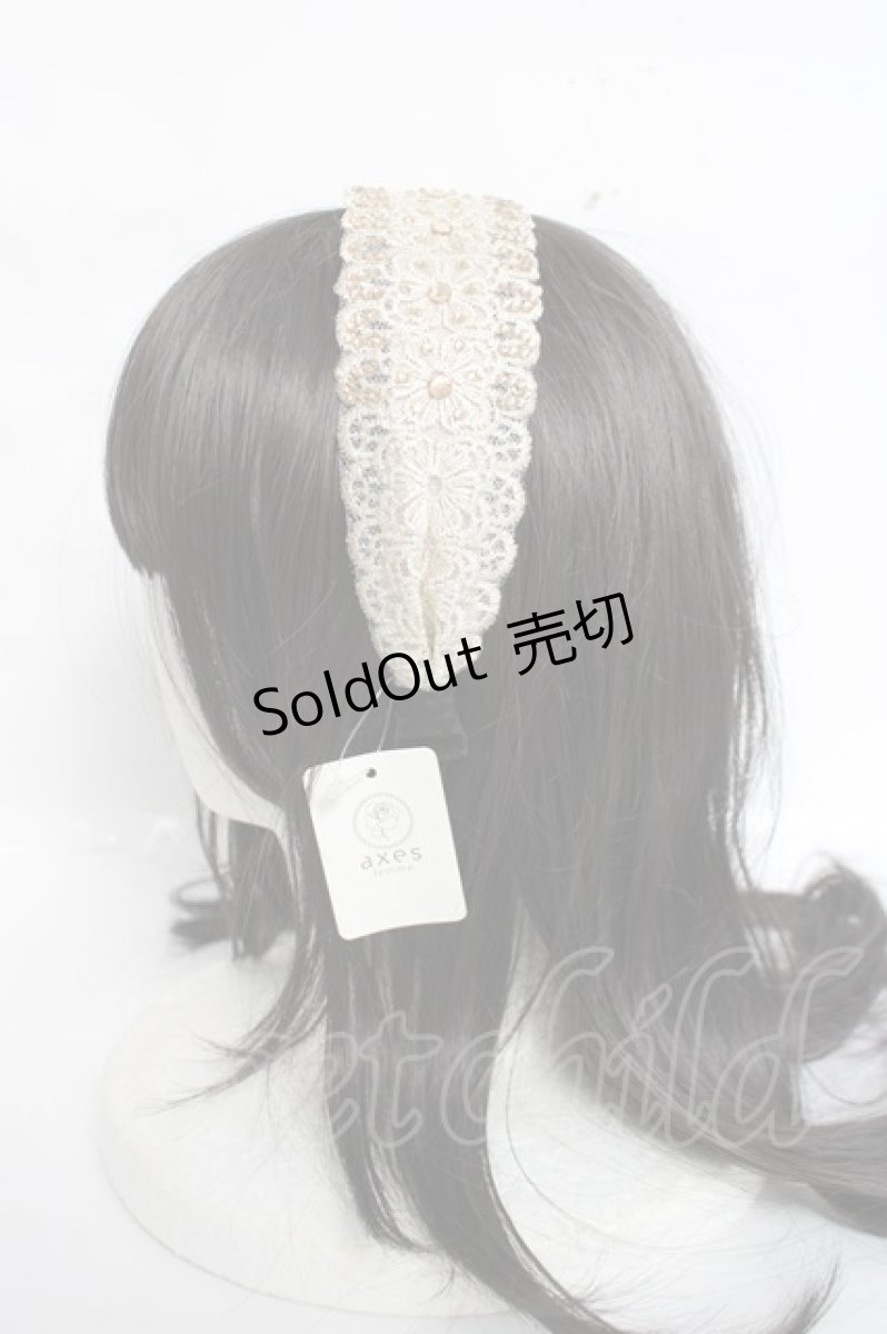 画像2: axes femme / ビジュー付きレースカチューシャ  ベージュ Y-26-03-26-033-AX-ZA-SZ-ZT006 (2)
