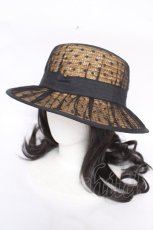 画像1: axes femme / ドットチュールカンカン帽 57.5cm 黒 Y-26-03-28-001-AX-AC-SZ-ZY (1)