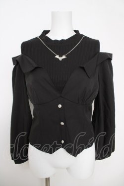 画像1: axes femme POETIQUE / レイヤードデザインシャツ M 黒 Y-26-03-28-045-AX-TO-SZ-ZY