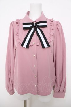 画像1: Ank Rouge / 配色リボンブラウス M ピンク Y-26-03-28-047-CA-BL-SZ-ZY