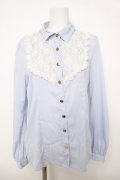 Ank Rouge / レース切替ブラウス M サックス Y-26-03-28-048-CA-BL-SZ-ZY