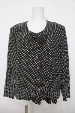 画像1: INGEBORG / リボン付きドットブラウス  黒 Y-26-03-28-054-LO-BL-SZ-ZY