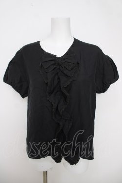 画像1: INGEBORG / ラッフルリボンブラウス  黒 Y-26-03-28-055-LO-BL-SZ-ZY
