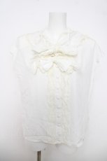 画像1: INGEBORG / レースフリルリボンブラウス  白 Y-26-03-28-056-LO-BL-SZ-ZY (1)