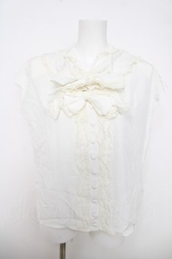 画像1: INGEBORG / レースフリルリボンブラウス  白 Y-26-03-28-056-LO-BL-SZ-ZY