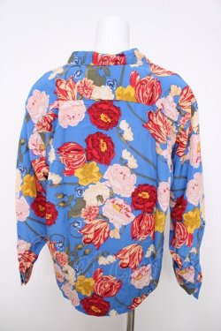 画像2: INGEBORG / フラワー柄長袖シャツ  青 Y-26-03-28-061-LO-BL-SZ-ZY