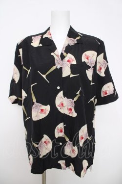 画像1: INGEBORG / アンティークガラス柄シャツ  黒 Y-26-03-28-065-LO-BL-SZ-ZY