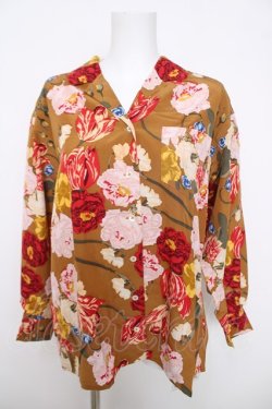 画像1: INGEBORG / フラワー柄長袖シャツ F ブラウン Y-26-03-28-067-LO-BL-SZ-ZY
