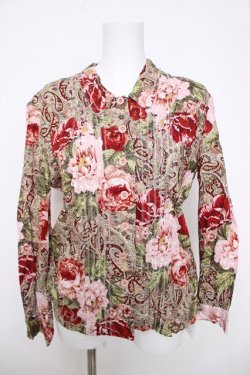 画像1: INGEBORG / カメリアペイズリー総柄シャツブラウス F 赤 Y-26-03-28-069-LO-OP-SZ-ZY