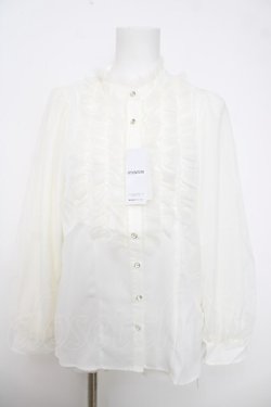 画像1: axes femme / チュールフリルハイネックブラウス F 白 Y-26-03-28-006-AX-BL-SZ-ZY