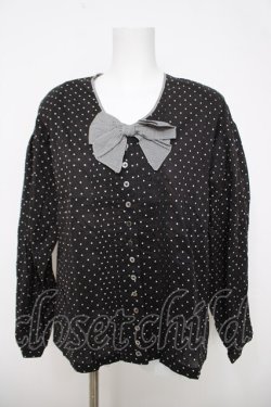 画像1: INGEBORG / リボン付きドットブラウス  黒 Y-26-03-28-074-LO-BL-SZ-ZY