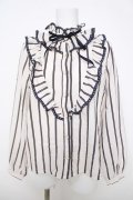 axes femme / ストライプ柄フリルブラウス M 生成り Y-26-03-28-010-AX-BL-SZ-ZY