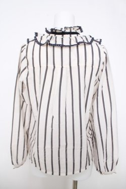 画像2: axes femme / ストライプ柄フリルブラウス M 生成り Y-26-03-28-010-AX-BL-SZ-ZY