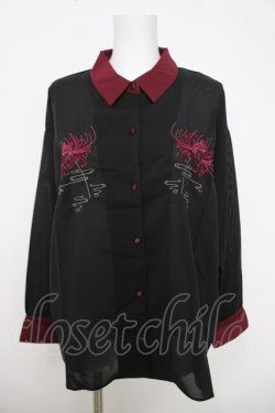 画像1: axes femme / 彼岸花刺繍シャツ F 黒 Y-26-03-28-014-AX-BL-SZ-ZY