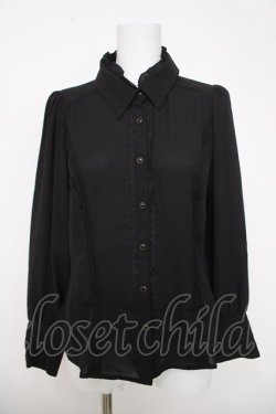 画像1: axes femme / レースケープ風リボン付きブラウス M 黒 Y-26-03-28-015-AX-BL-SZ-ZY