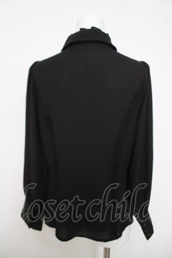 画像2: axes femme / レースケープ風リボン付きブラウス M 黒 Y-26-03-28-015-AX-BL-SZ-ZY
