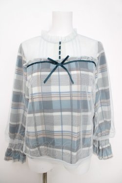 画像1: axes femme POETIQUE / チュール重ねブラウス M グリーン Y-26-03-28-026-AX-BL-SZ-ZY