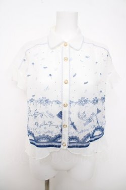 画像1: axes femme POETIQUE / アンブレラプリントブラウス M 白 Y-26-03-28-028-AX-BL-SZ-ZY