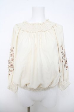 画像1: axes femme / 袖刺繍トップス M 生成り Y-26-03-28-035-AX-TO-SZ-ZY