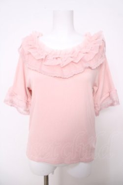 画像1: axes femme / ドット×チュールフリルプルオーバー F ピンク Y-26-03-28-036-AX-TO-SZ-ZY