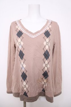 画像1: axes femme / アーガイルプリントプルオーバー M ベージュ Y-26-03-28-040-AX-TO-SZ-ZY